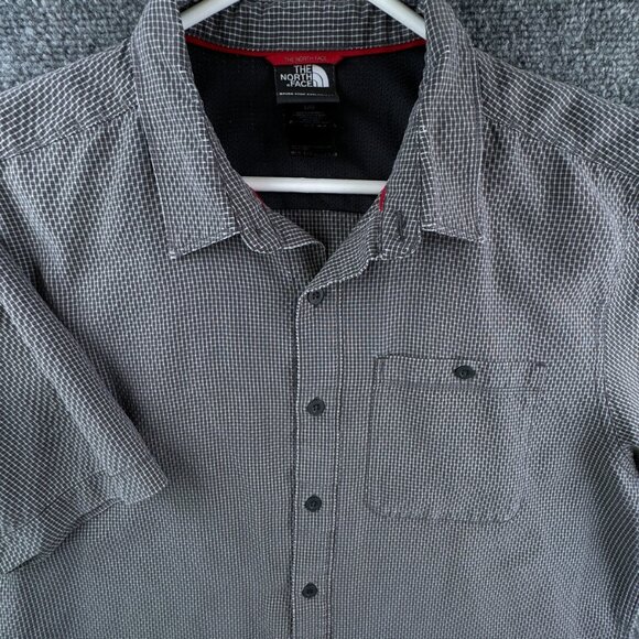 The North Face Shirt Large Grey Check Short Sleeve Button Up Shirt Modal Blend - Picture 1 of 15